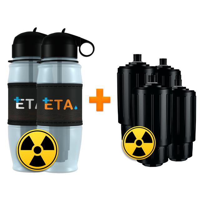 Extreme Family Bundle - 2 ETA Alkaline Water Filter Bottle with Extreme Filters + 4 Extreme Filters